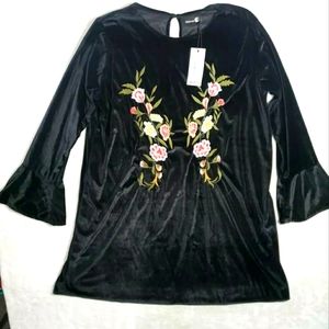 NWT Black Velvet Swing Dress Boho